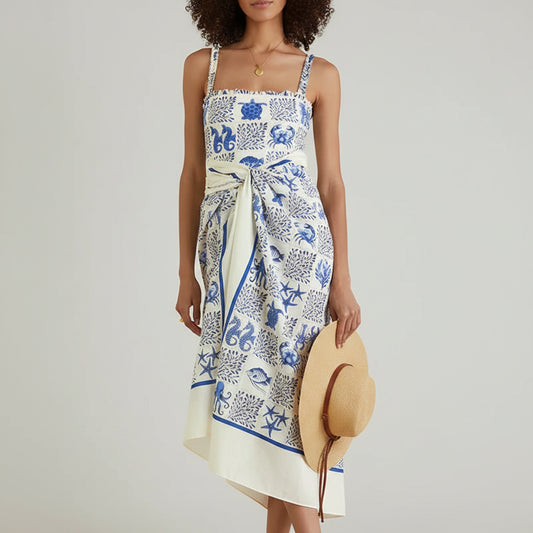 Marine print swimsuit