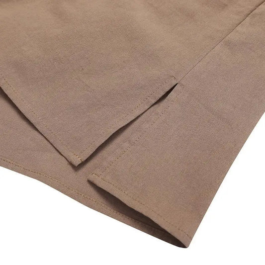 Round neck linen dress