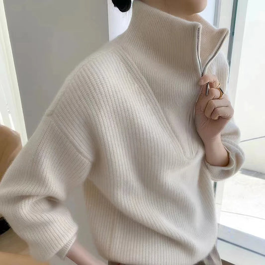 Cashmere Sweater with Vertical Lapel