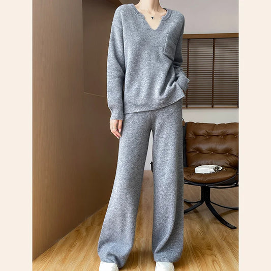 100% Pure Wool Knit Women's Suit
