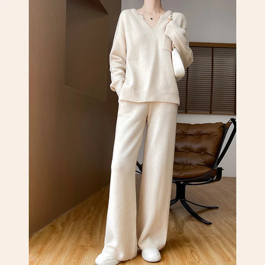 100% Pure Wool Knit Women's Suit