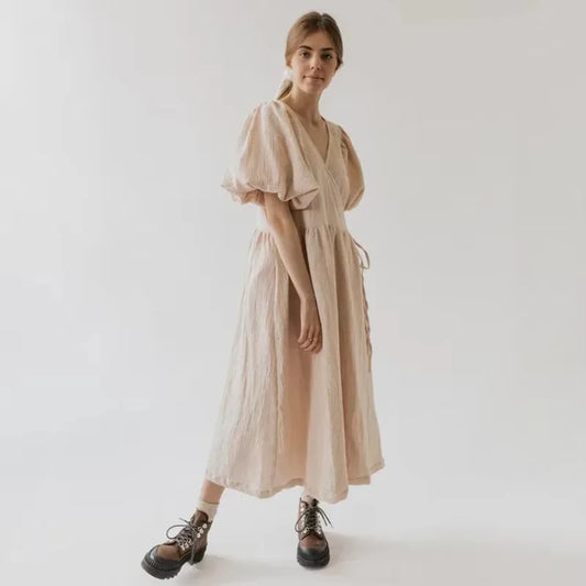 Organic cotton lantern maxi dress
