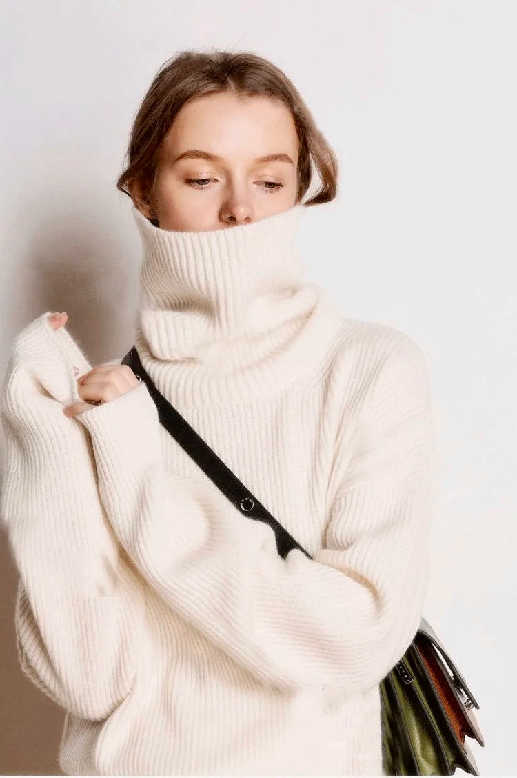 High collar cashmere pullover