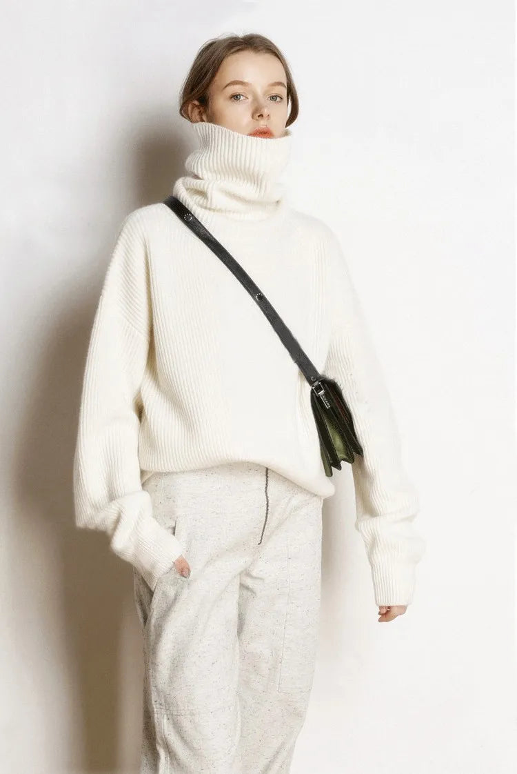 High collar cashmere pullover