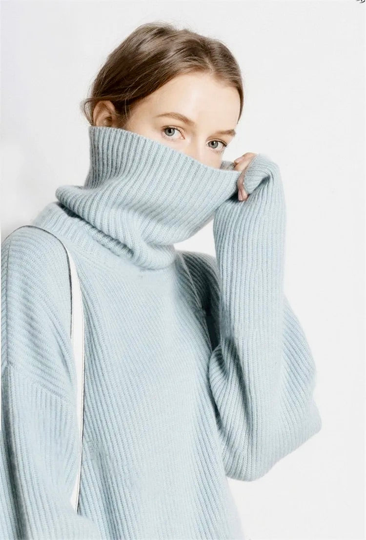 High collar cashmere pullover