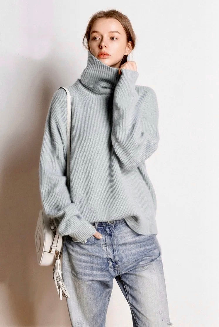 High collar cashmere pullover