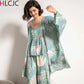 Cotton Pyjamas Set Flower Print Summer Thin Pyjama Femme Long Robe+Pants+Vest 3 Piece/Set Sleepwear Pijama