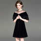 Round neck velvet dress