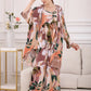 Cotton Pyjamas Set Flower Print Summer Thin Pyjama Femme Long Robe+Pants+Vest 3 Piece/Set Sleepwear Pijama