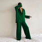 Women's Pajamas Silk Pajamas Low Cut Sexy Single-Breasted Long Sleeves Wide Leg Pants Pyjamas Sets Sleepwear Loungewear Women