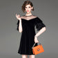 Round neck velvet dress