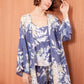 Cotton Pyjamas Set Flower Print Summer Thin Pyjama Femme Long Robe+Pants+Vest 3 Piece/Set Sleepwear Pijama