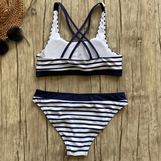 Striped Swimsuit Bikinis