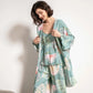 Cotton Pyjamas Set Flower Print Summer Thin Pyjama Femme Long Robe+Pants+Vest 3 Piece/Set Sleepwear Pijama