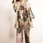 Cotton Pyjamas Set Flower Print Summer Thin Pyjama Femme Long Robe+Pants+Vest 3 Piece/Set Sleepwear Pijama