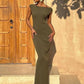 Green Knitted Dress for Women 2023 Summer Sexy O-Neck Sleeveless Split Elegant Maxi Dress Club Party Outfits Casual Long Dress