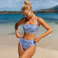 Sexy High Waist Bikini 2024 Floral Bandeau Swimsuit Female Swimwear Women Thong Bikinis Set Bather Beachwear Bathing Suit Pool