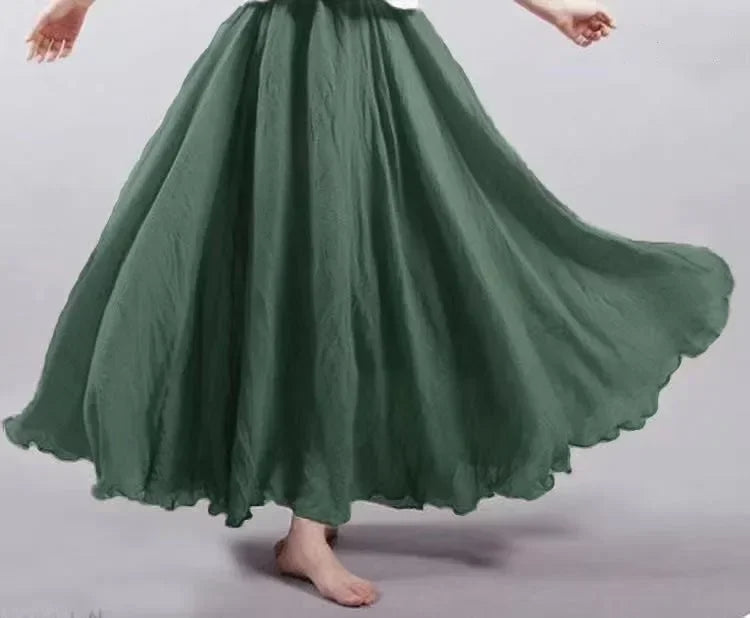 Cotton Linen Women Skirts Maxi Elegant