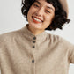 Wool cardigan semi-high-necked