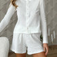 White Cotton Ladies Sleepwear Suit O-Neck Nightwear Long Sleeve Nightgowns Shorts Casual Female Pyjamas 2 Piece Sets