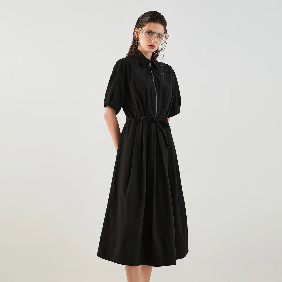 High-Quality Boutique Polo Collar Flora Casual Clothes Women Dresses Women Dresses Real Silk Dress