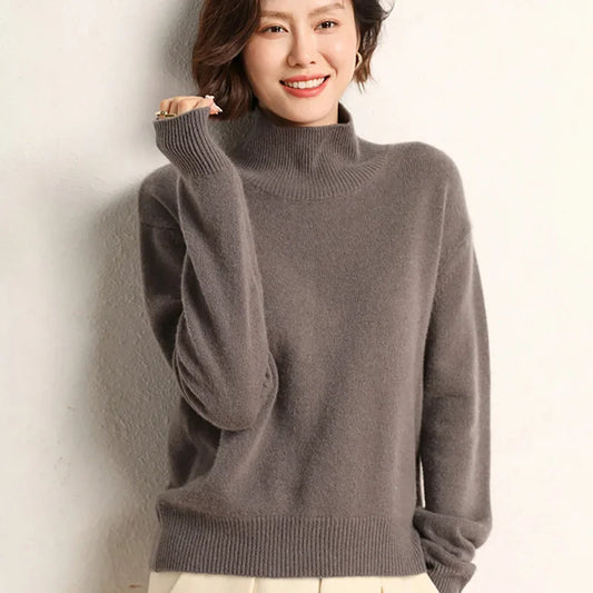 Tailor Sheep Autumn Winter 100% Pure Cashmere Sweater Turtleneck Women's High Quality Warm Female Loose Thicken Knitted Jumper