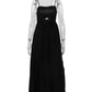 Oymimi Fashion Black Cotton Womens Dresses Elegant Spaghetti Strap Hollow Out Dress Summer Pockets Side Slit Loose Dress Female