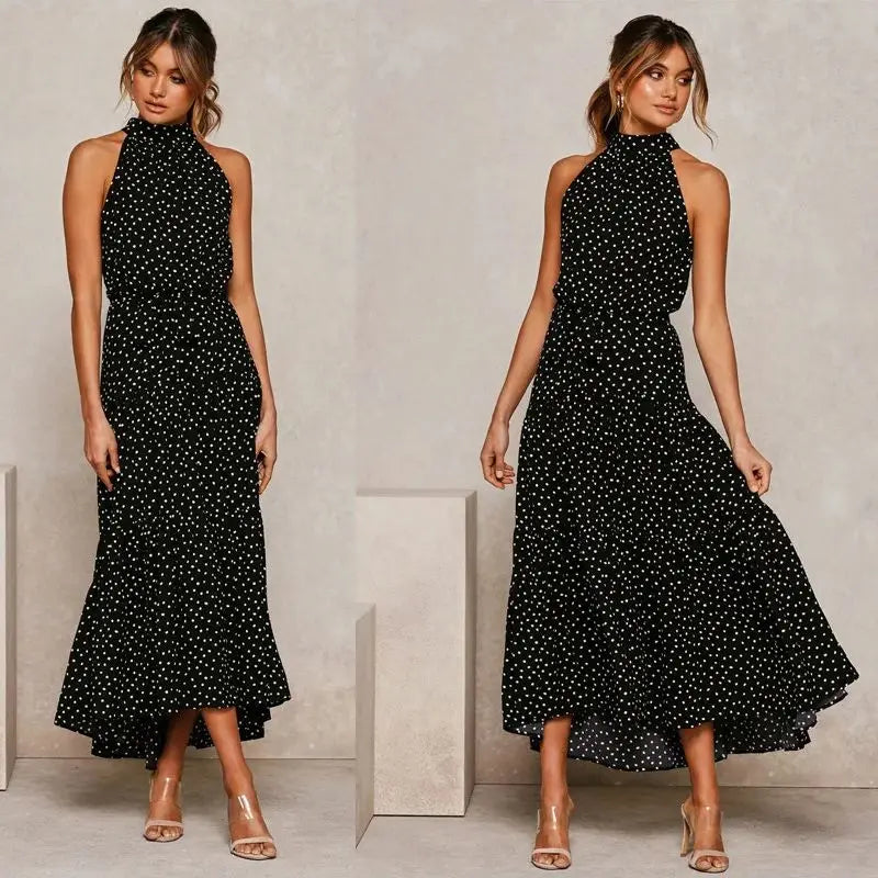 Polka Dot Printed Lace Dress Long Dress for Women