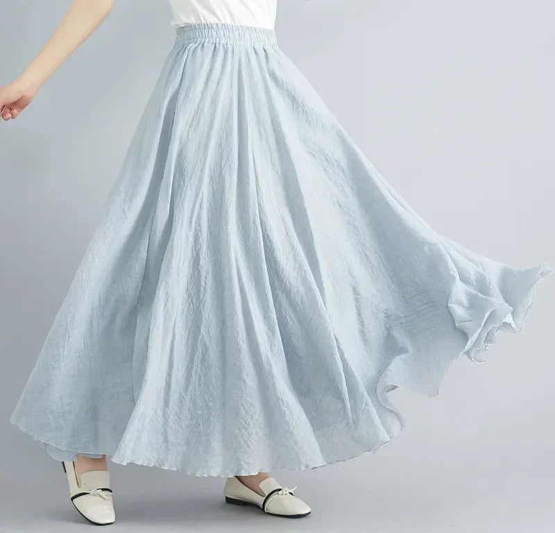 Cotton Linen Women Skirts Maxi Elegant