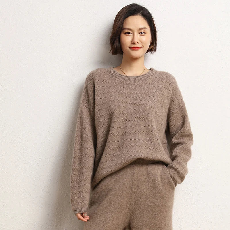 Hollow out decoration cashmere sweater