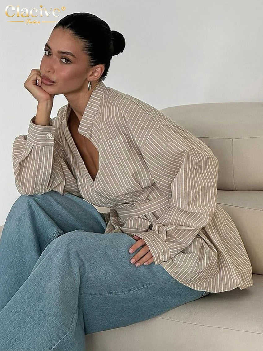 Vintage Loose Stripe Shirts