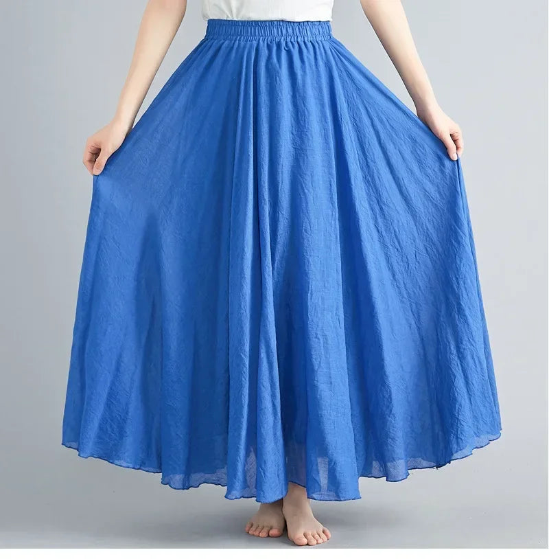 Cotton Linen Women Skirts Maxi Elegant