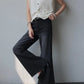 Minimalist Black Micro Flared Jeans For Women In Spring And Autumn, Slim Fit With Wide Legs, Fashionable Floor Length Pants