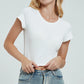 O Neck Knit White Crop Top Women Summer Casual T Shirt Basic Sexy Streetwear Ribber Black Short Sleeve Tops