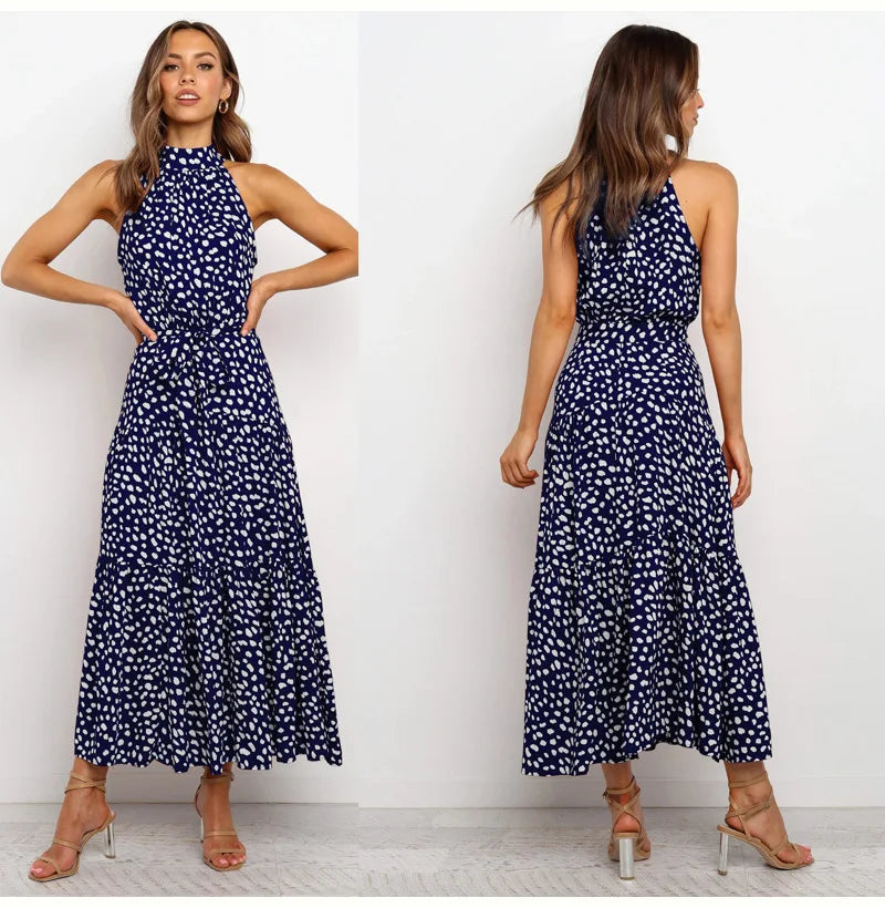 Polka Dot Printed Lace Dress Long Dress for Women