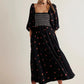 Floral Embroidery Maxi Dress Spring Autumn Long Sleeve Loose Boho Women Ruffles Casual Holiday Tiered Ladies Dresses