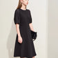 Minimalism Dress For Women 2024 Summer New Round Neck Splicing Lantern Sleeve Female Waisted French Solid Dresses 12422079