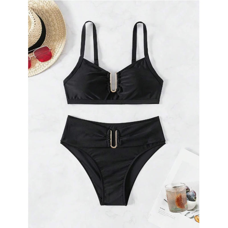 Push Up Bikini Set Swimsuit Women Two Pieces High Waist Backless Swimwear Women Summer Bathing Suits