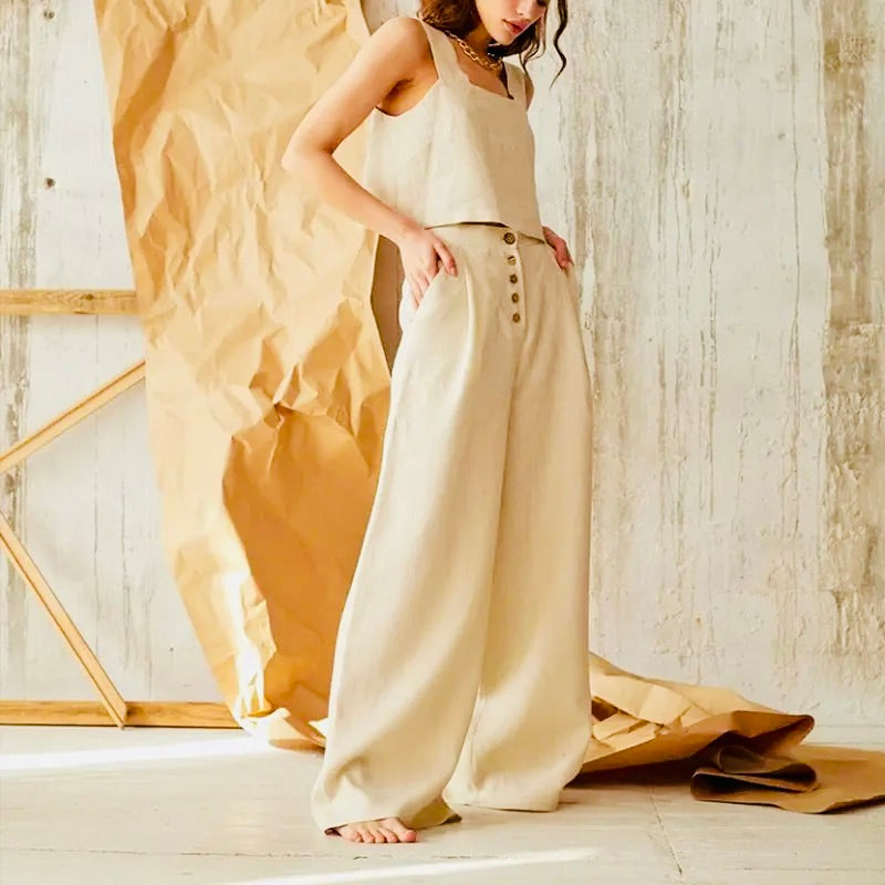 Wide leg linen pants