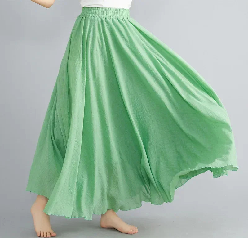 Cotton Linen Women Skirts Maxi Elegant