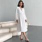 Elegant Dresses For Women 100% Cotton Muslin Long Sleeve V-neck Casual Party Holiday Beach White Black Robes Vestidos de Mujer