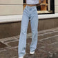 MiuKoMiYa Straight Jeans Women High Waist Streetwear Light Blue Boyfriend Denim Pants Ladies Wide Leg White Jeans For Women 2023