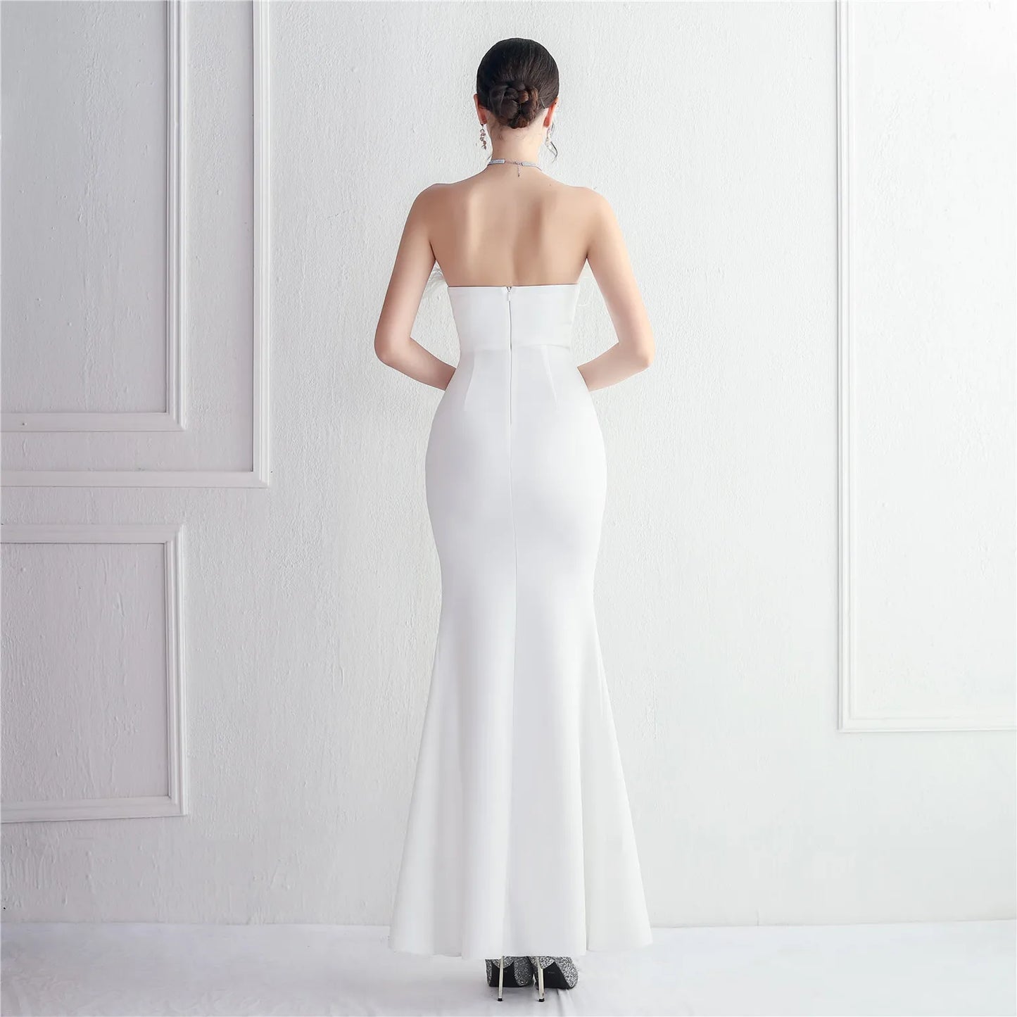 Off shoulder satin dress