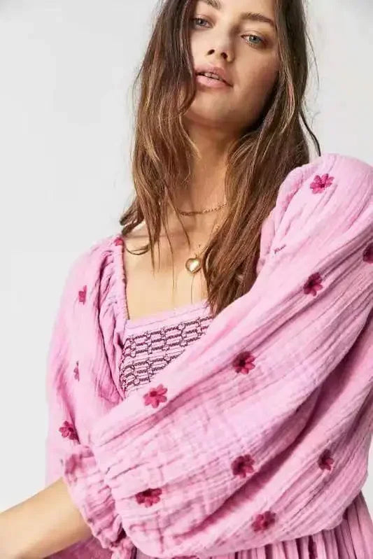 Floral Embroidery Maxi Dress