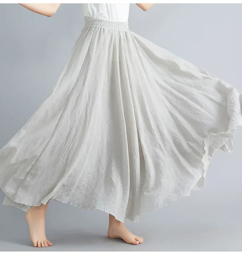 Cotton Linen Women Skirts Maxi Elegant