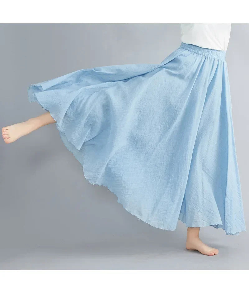 Cotton Linen Women Skirts Maxi Elegant