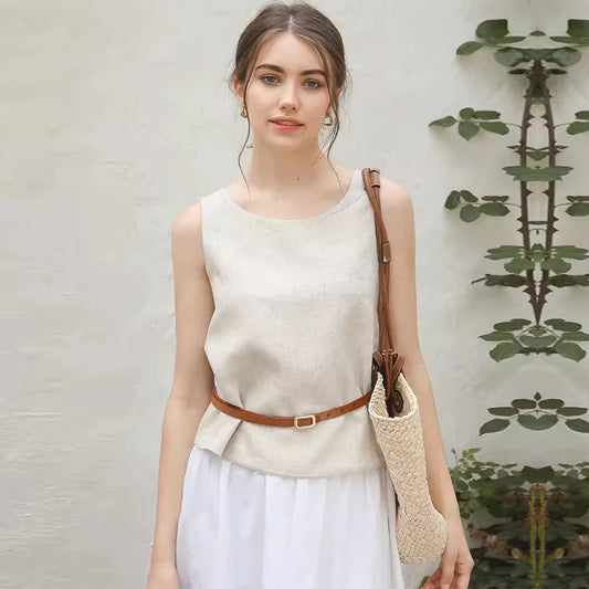 Linen sleeveless tank top