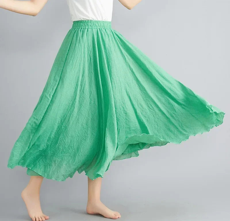 Cotton Linen Women Skirts Maxi Elegant