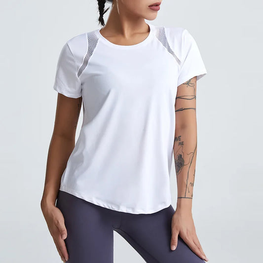 Loose Yoga Clothes Tops Short-Sleeved Running Quick-Drying Clothes T-Shirts Short Sports Hollow Fitness Clothes Women's Blouses