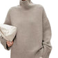 High-end soft waxy turtleneck 100%cashmere sweater women's loose thickened sweater base wool sweater